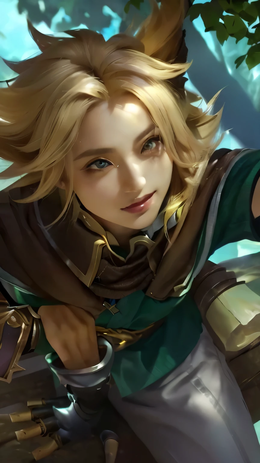 a woman with blonde hair and a green shirt is holding a sword, youthful taliyah, taliyah, amazing portrait of viego, zenra taliyah, artgerm detailed, stanley artgerm lau, riven, extremely detailed artgerm, qiyana, artgerm style, ezreal (league of legends, artgerm portrait
