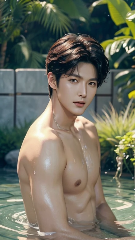 Lee Min-ho (born June 22, 1987) is a South Korean actor, singer, model, creative director, and businessman, sexy and wet shirtless, cinematic color tone, nature wall concept