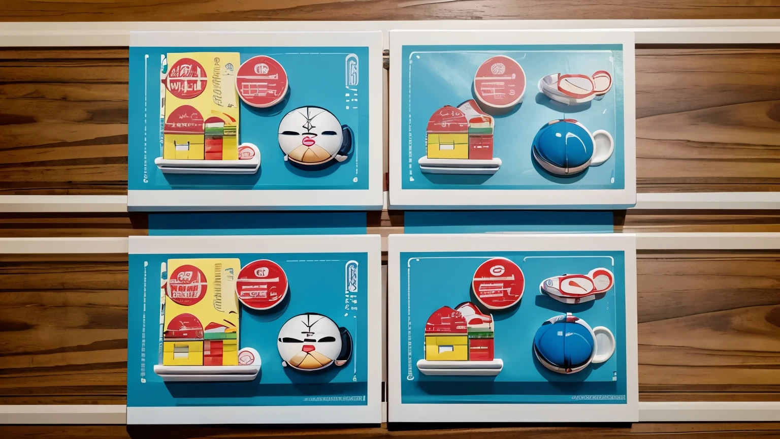 "Design Prompt:
Illustrate a side-splitting Doraemon cartoon strip highlighting its whimsical escapades. Ensure each of the 15 frames captures the essence of its charm and humor."