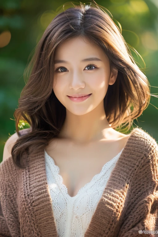 ((highest quality)), ((masterpiece)), (detailed), Perfect Face
(masterpiece:1.3), (8k, Photorealistic, Raw photo, Best image quality: 1.4), Japanese 、(hairstyle long)、Cleavage:1.2、Super detailed face、Attention to detail、double eyelid、Put your chest together、Sharp focus:1.2、Beautiful woman:1.4、Light brown hair、highest quality、masterpiece、超A high resolution、(Photorealistic:1.4)、非常にdetailedでプロフェッショナルな照明の笑顔、Loose light black knitwear、Shoulder out、thin、Smiling expression