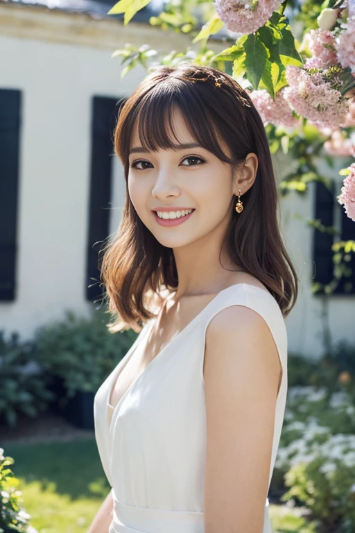 ((Tabletop:1.4, highest quality)), (Realistic photos:1.4),
((1 girl)), (Pure actress), (dream-like),
(超High resolution:1.2), Very delicate and beautiful, wonderful, Very detailedな CG Unity 8k 壁紙, Very detailed, High resolution,
Soft Light, Beautiful detailed girl, Very detailedな目と顔, Beautiful and detailed nose, Beautiful and detailed,
(Wear a white dress:1.3),
Cinema Lighting, Perfect Anatomy, Slender body, (Parted bangs),
(Relaxing in the garden of an old French town house:1.3), (White Wall House:1.3), (Colorful flowers blooming on the wall々), (window), (Horticulture), (Refreshing weather), (Outdoor),
Cowboy Shot, Looking at the audience, (Old-fashioned smile)