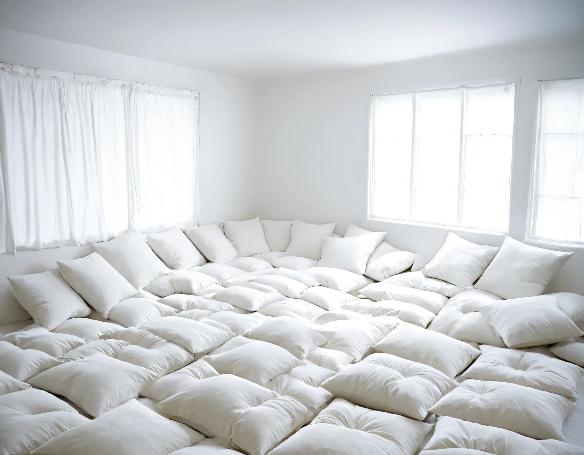 a bedroom made entirely of pillows