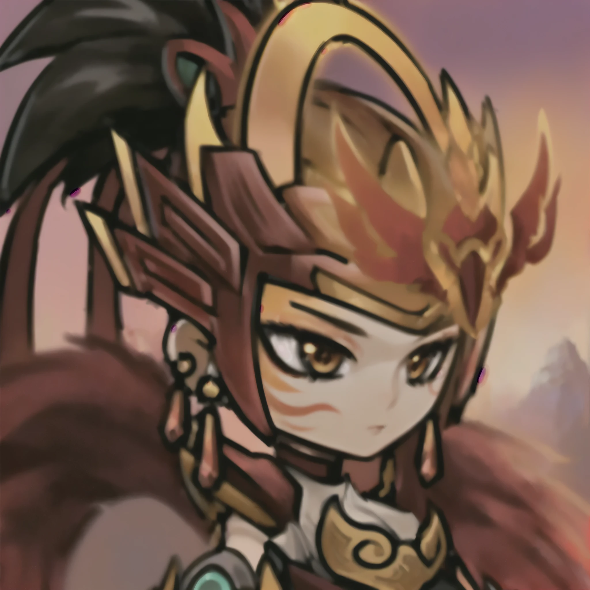 Close up of cartoon character holding sword and helmet, Phoenix Warrior, xianxia hero, Red Cliff, Appearing as the Fire Goddess, Epic Mage Girl Character, Onmyoji Portrait, Lava and Fire Goddess, Jess Mo, Inspired by Pu Hua, Avatar pictures, Red Fire, Armor Girl, Mysterious Valkyrie,Ultra-clear picture，4k，Sense of lines