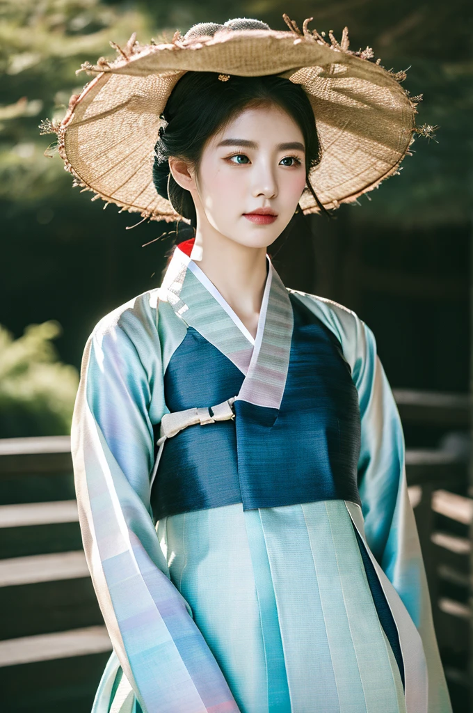 ( masterpiece, top quality, best quality,8k,years old girl,ultra detailed,raw photo:1.5),(photorealistic:1.4), (cinematic lighting), PerfectNwsjMajic, , Surrealism, UHD, ccurate, Super detail, textured skin, High detail, Best quality, dynamic angle, White skin,[Beautiful blue eyes], high nose,(1girl),(good anatomy:0.5)), Dreamy atmosphere,expressive brush strokes, mystical ambiance, Artistic interpretation, a whimsical illustration,dark, Subtle colors and tones, mystical aura, Woman wearing traditional Korean costume,(hanbok:1.3), Princess, in the palace, Joseon dynasty, jeogori,chima,and the po,portrait