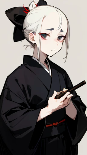Black kimono from the Taisho period、（Pale-faced man）、（disease）、
