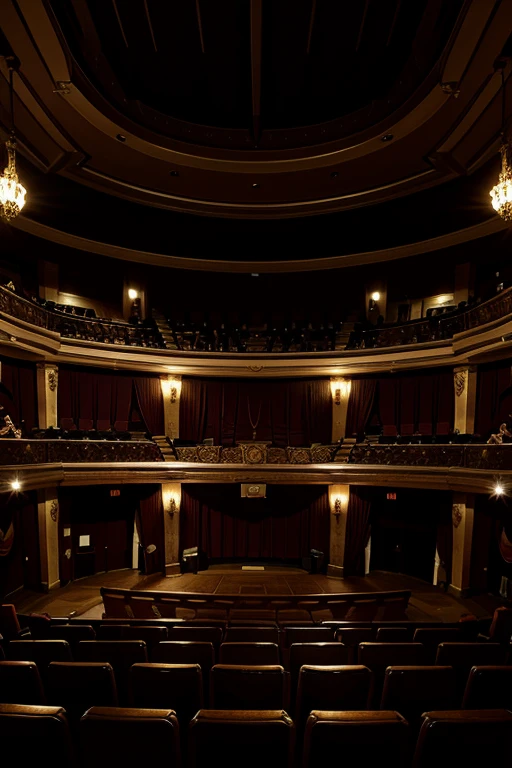 The haunted castle's theatre interior at night