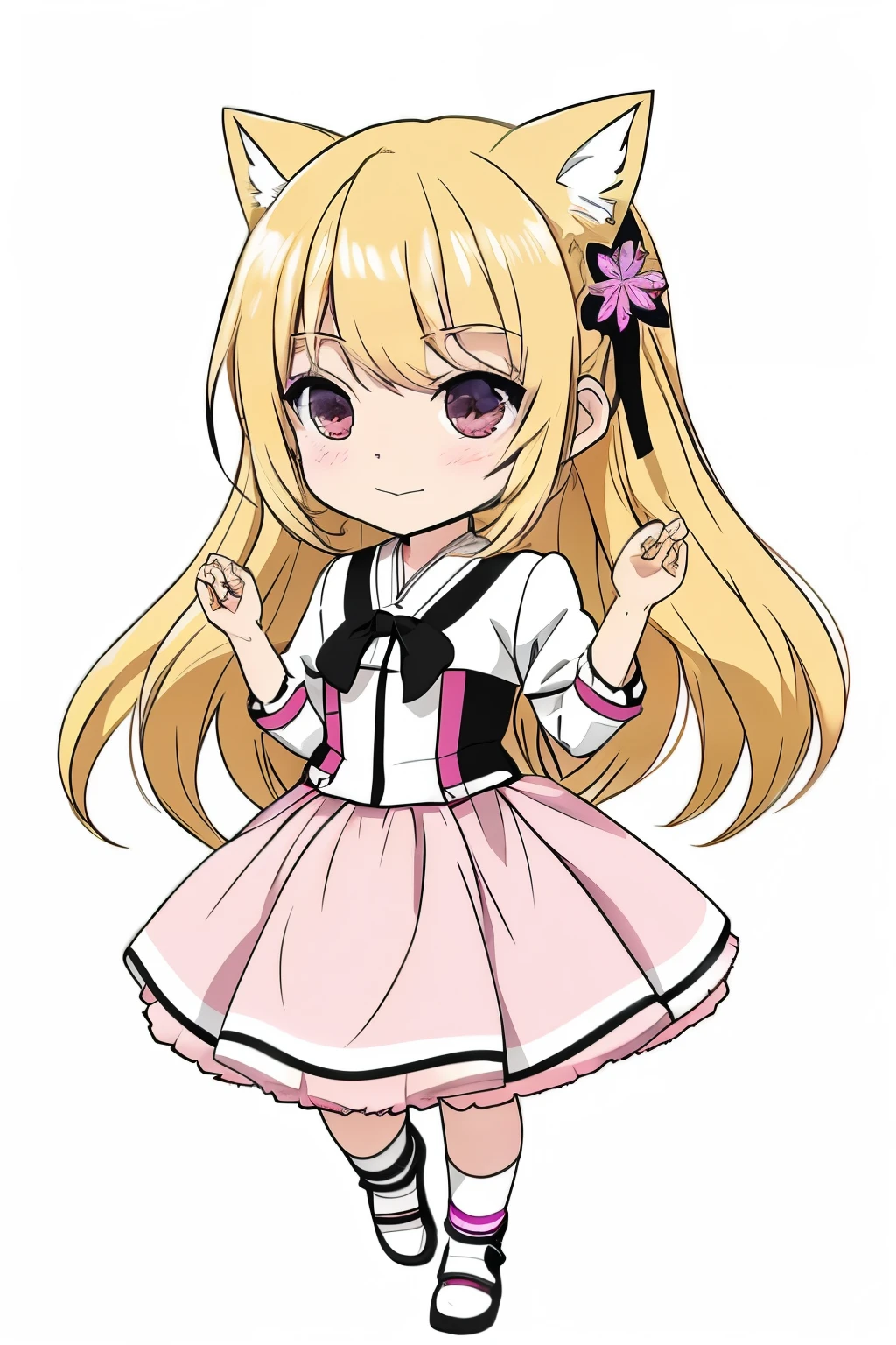 Kuroneko_animemix_v10 chibi blonde long hair girl energetic anime character mini character