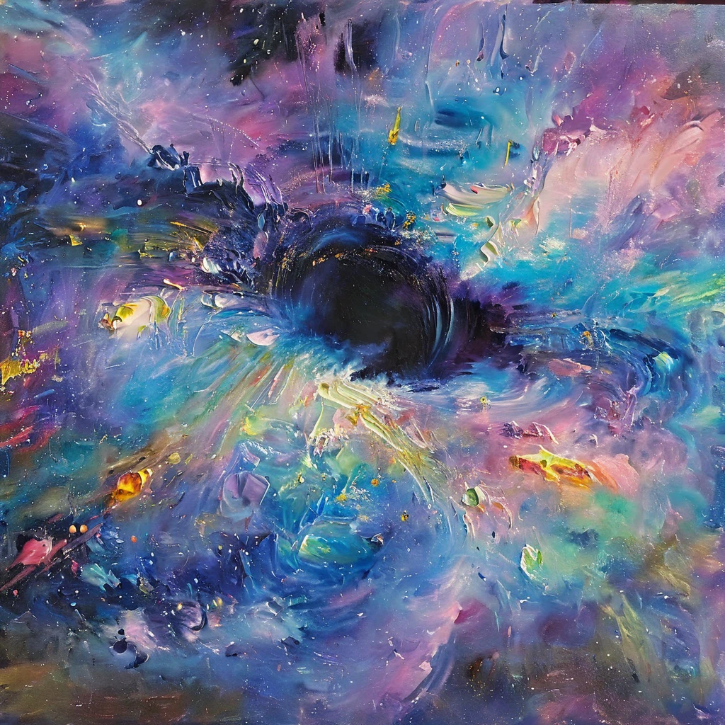 Claude Monet style，galaxy，universe，Black Hole，