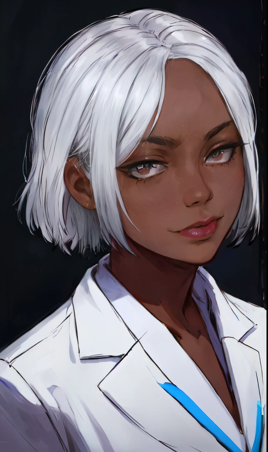 (best quality,highres,masterpiece:1.2), ultra-detailed, (realistic:1.37) portrait, painting (by ratatatat74:1.25), 1girl, solo, (dark skin:1.31), silver hair, office suit, Strict Notes: - tags are arranged in order from subject to detail,First, the topic description(portrait, painting),Then there are the attributes and details of the characters(1girl, solo, dark skin, silver hair, office suit, strict)。 - In each description,You can use brackets to increase or decrease the strength of keywords.,To meet the needs of creation。 - Used tags related to image quality and art style at the beginning,To ensure the generated images are of high quality and realistic。 - Focus on describing the characteristics and image of the characters(dark skin, silver hair, office suit, strict),To better guide the generator to draw details。 - No specific scene or background,In order to make the generated pictures more free and diverse。 - Finally, the tag portrait was used,Used to specify the screen type。 According to my opinion,You can try to generate some pictures,And adjust and optimize according to the generated results。If needed,I can always provide you with more themes。