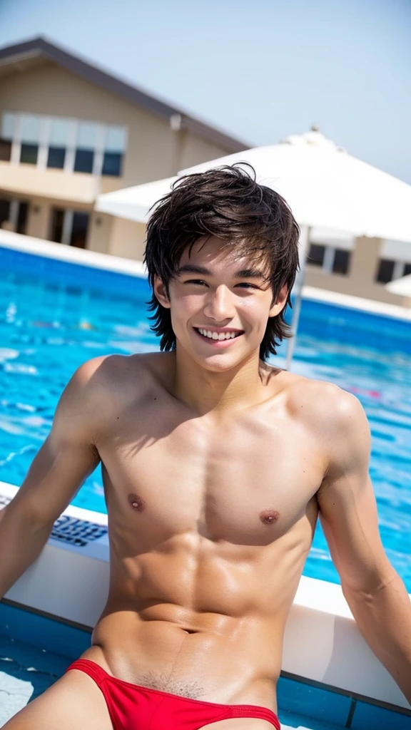 male Age 21 Lifesaver swimwear smiling