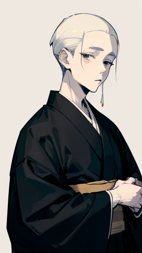 Black kimono from the Taisho period、（Pale-faced man）、（patient）、Upper Body