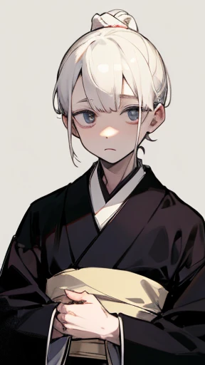 Black kimono from the Taisho period、(Pale-faced man)、(patient)、Upper Body