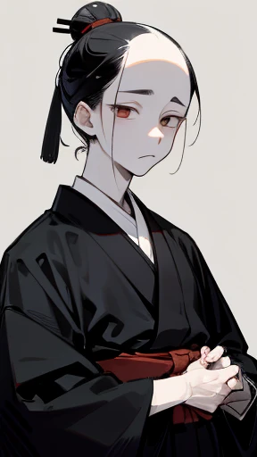 Black kimono from the Taisho period、(Pale-faced man)、(patient)、Upper Body