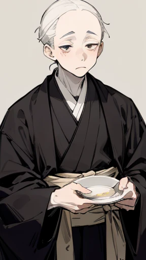 Black kimono from the Taisho period、(Pale-faced man)、(Sick man)、
