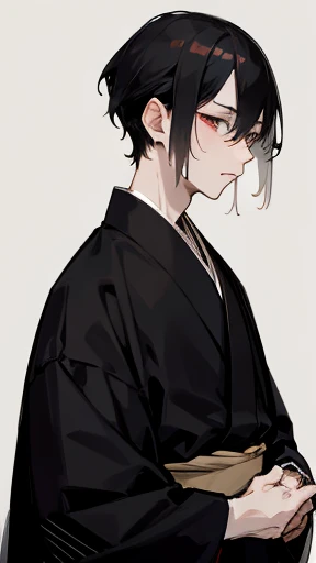 Black kimono from the Taisho period、（Pale-faced man）、（Sick man）、