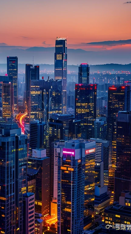 A cityscape waking up with the sunrise。Skyscraper silhouette、Xu々The sky brightenorning Glow。Quiet and clean々Shii、Anticipation for the day ahead。