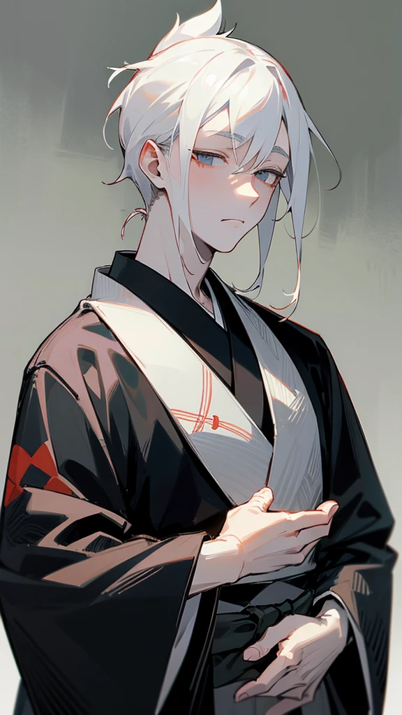 Black kimono from the Taisho period、（Pale-faced man）、（Sick man）、Upper Body、Game Description