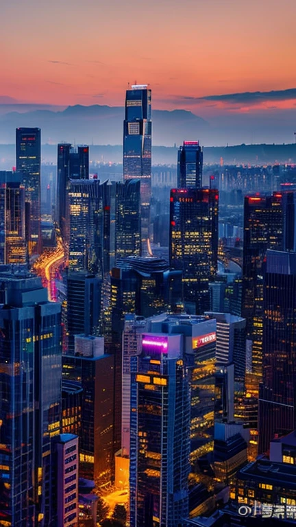 A cityscape waking up with the sunrise。Skyscraper silhouette、Xu々The sky brightenorning Glow。Quiet and clean々Shii、Anticipation for the day ahead。