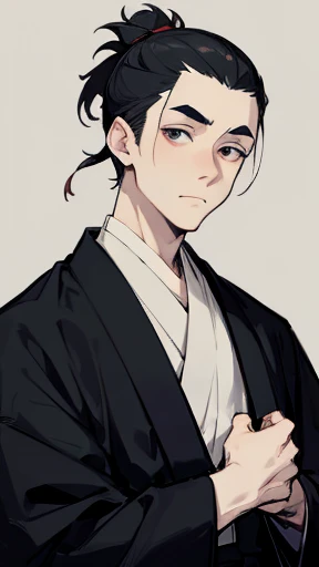 Black kimono from the Taisho period、（Pale-faced man）、（Sick man）、Upper Body、For game advertising
