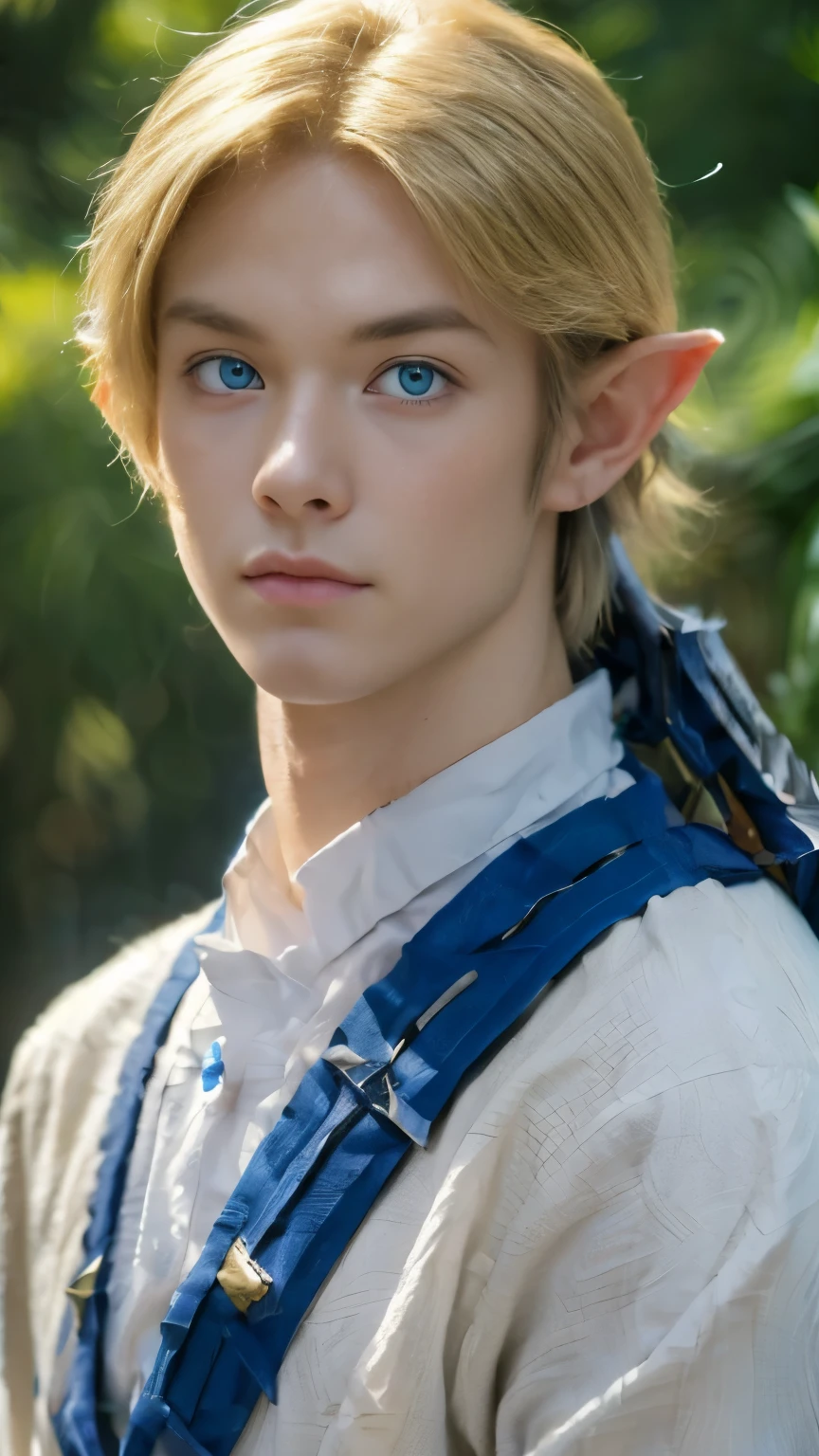 (absurdres, highres, ultra detailed, HDR), masterpiece, intricate details, best　whole (body) picture of a character fromThe Legend of Zelda, a character with handsome looks, original hair, Blonde hair, anime blue eyes, silly face, matured teen, Link from the legend of zelda, Orientals, a teenage Link from the legend of zelda