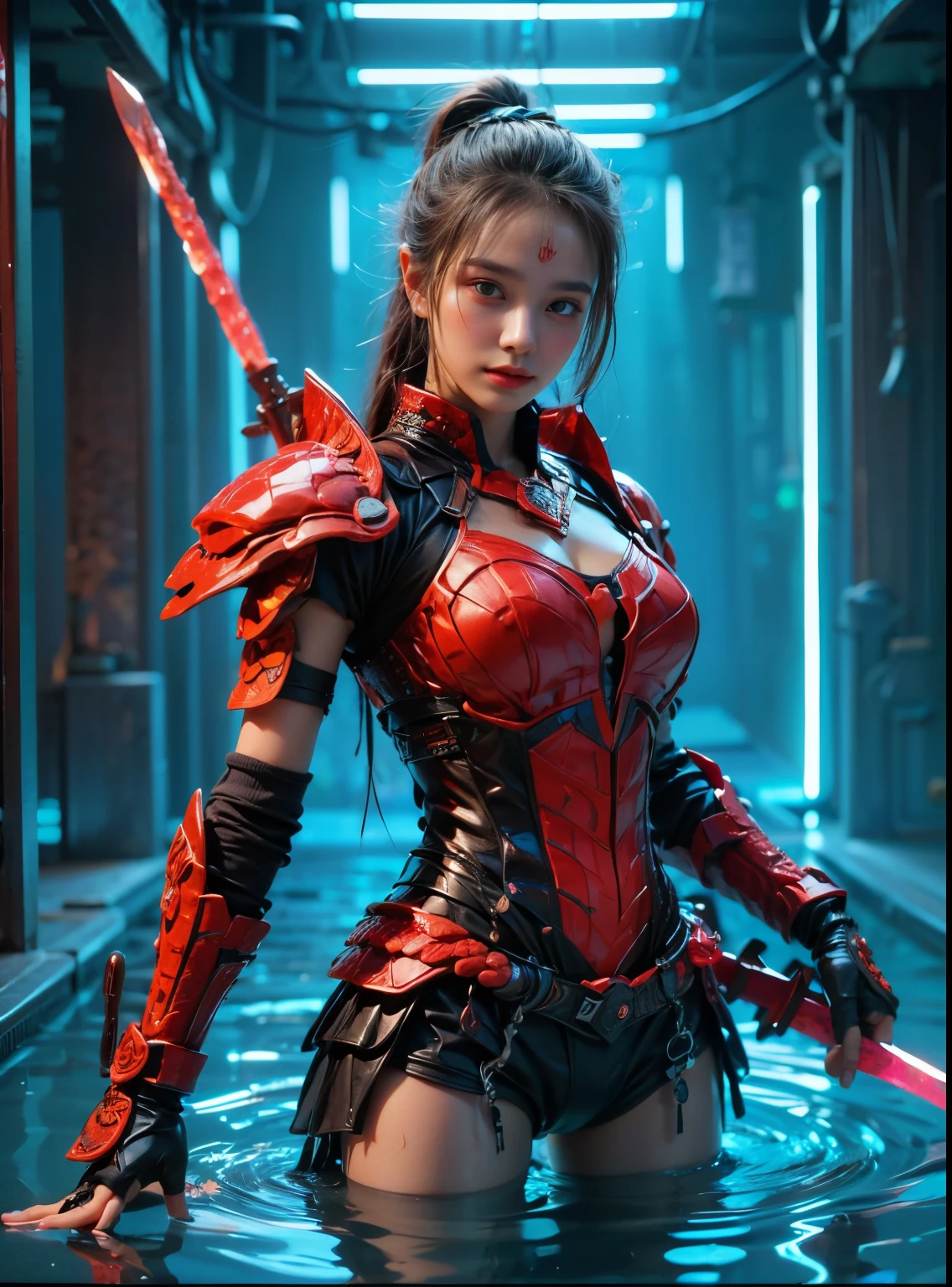 (A female Alien:1.2), Beautiful face, ((There is a female genital-like organ in the middle of her forehead:1.8)), seduces, red eyes, Full body like, A sexy, alien, No humans, an alien, cells are fused, (Lots of blue tentacles), (blue skin:1.3), extraterrestrial, cell, bio image, charming, Best Quality, 8K,4K_quality, high_Definition,Dramatic Lighting, masutepiece:1.5,cinematic quality, detail up, (Intricate details:1.2), high resolution, High Definition, drawing faithfully, (Thick eyebrows:1.2), (a little large scarlet eyes:1.6), Beautiful eyes with fine symmetry, (Highly detailed face and eyes:1.2), (High-resolution red-eye:1.4), Intimate face, (Super detailed skin quality feeling:1.4), Perfect Anatomy, (Beautiful toned body:1.5), (Moist skin:1.2), No makeup, (dark circles:1.1), long canines