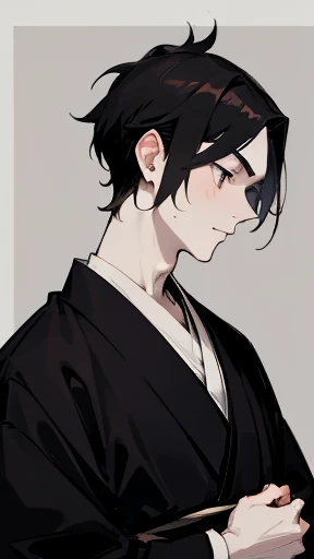 Black kimono from the Taisho period、(Pale-faced man)、(Sick man)、Upper Body、Game Characters