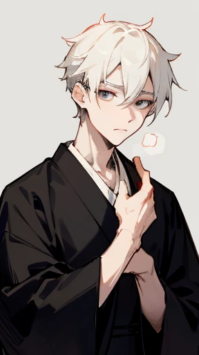 Black kimono from the Taisho period、(Pale-faced man)、(Sick man)、Upper Body、Game Characters