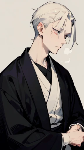 Black kimono from the Taisho period、(Pale-faced man)、(Sick man)、Upper Body、Game Characters