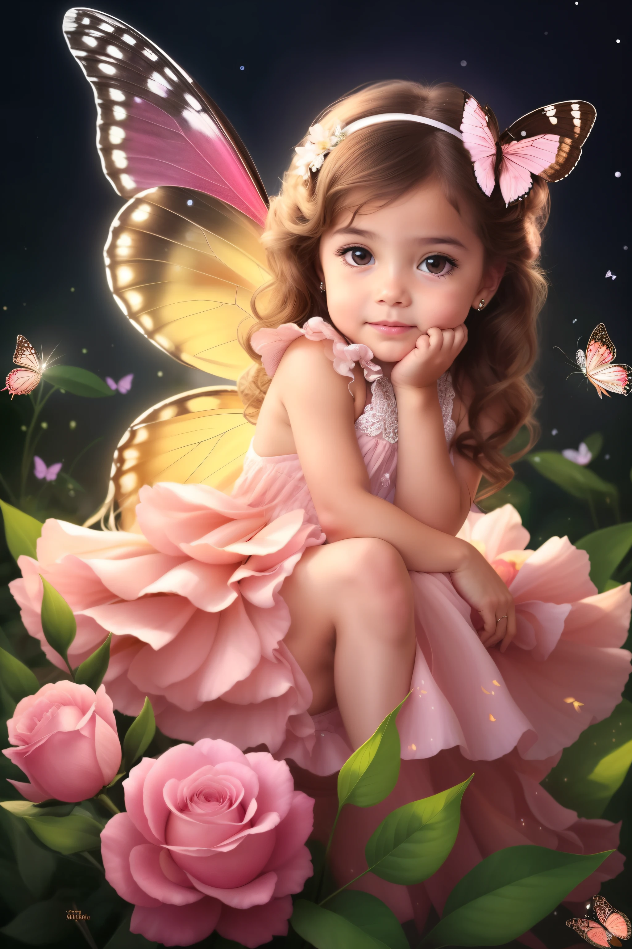 sentado sobre una flor con una mariposa en la mano, hermosa hada, hermosa hadas, hermosa hada, retrato de un hada, retrato de hadas, by Maria Anjo, princesa fada, hermosa hada adulta, of an beautiful angel girl, sonriendo como una reina de las hadas, Magnificent Fairy, retrato de princesa de hadas, foto de perfil, Lindo arte digital, beautiful angel