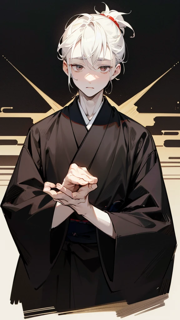 Black kimono from the Taisho period、(Pale-faced man)、(Sick man)、Upper Body、