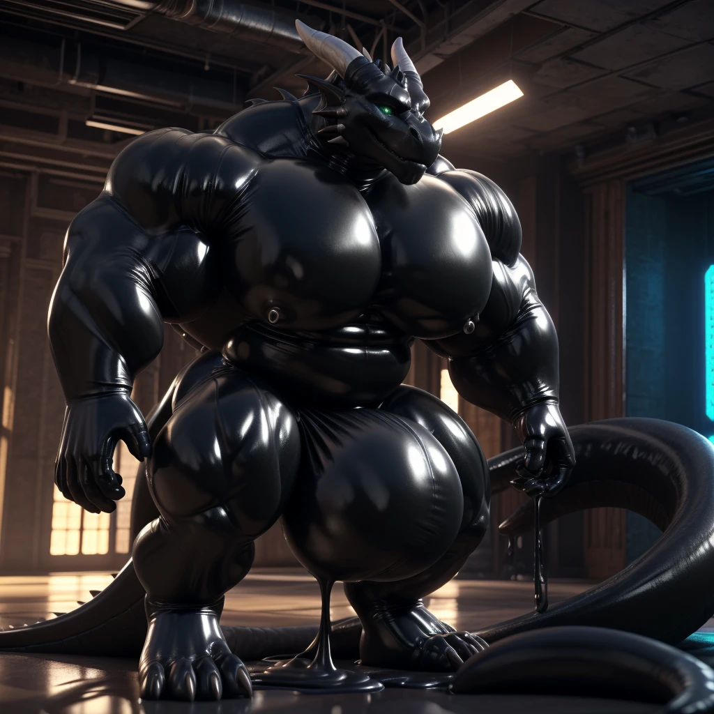solo, male, , , , (hyper pecs:1.2), (long thick thighs:1.5), standing, indoor,,(,,(,solo,very hyper muscles:1.1)((, Huge bulge:1.3)))()), black glowing liquid,(((liquid_latex, , rubber:1.2),,black latex,goo transformation,(gooey)()(l),dragon,unreal engine,perfect light,detailed, photorealistic, 4k, hd, , , , good anatomy, , (), ,, high quality, best quality, concept art, photorealistic, cinematic lighting,3d