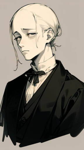 Mourning clothes in the Taisho period、(Pale-faced man)、(Sick man)、Upper Body、
