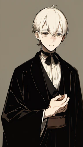 Kimono from the Taisho era、Mourning clothes、(Pale-faced man)、(Sick man)、Upper Body、