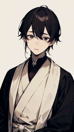 Kimono from the Taisho era、Mourning clothes、（Pale-faced man）、（Sick man）、Upper Body、