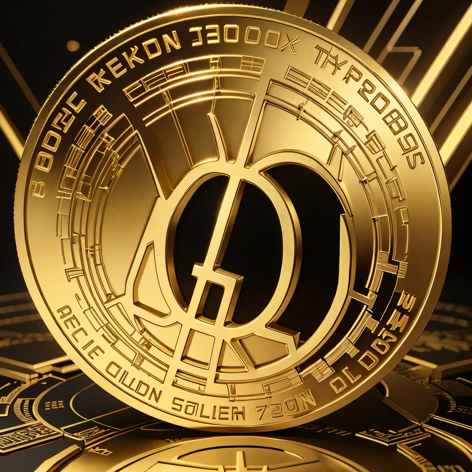a golden token crypto logo with text 2077