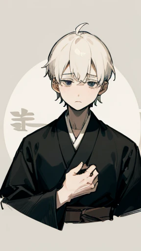 Black kimono from the Taisho period、Mourning clothes、（Pale-faced man）、（Sick man）、Upper Body、