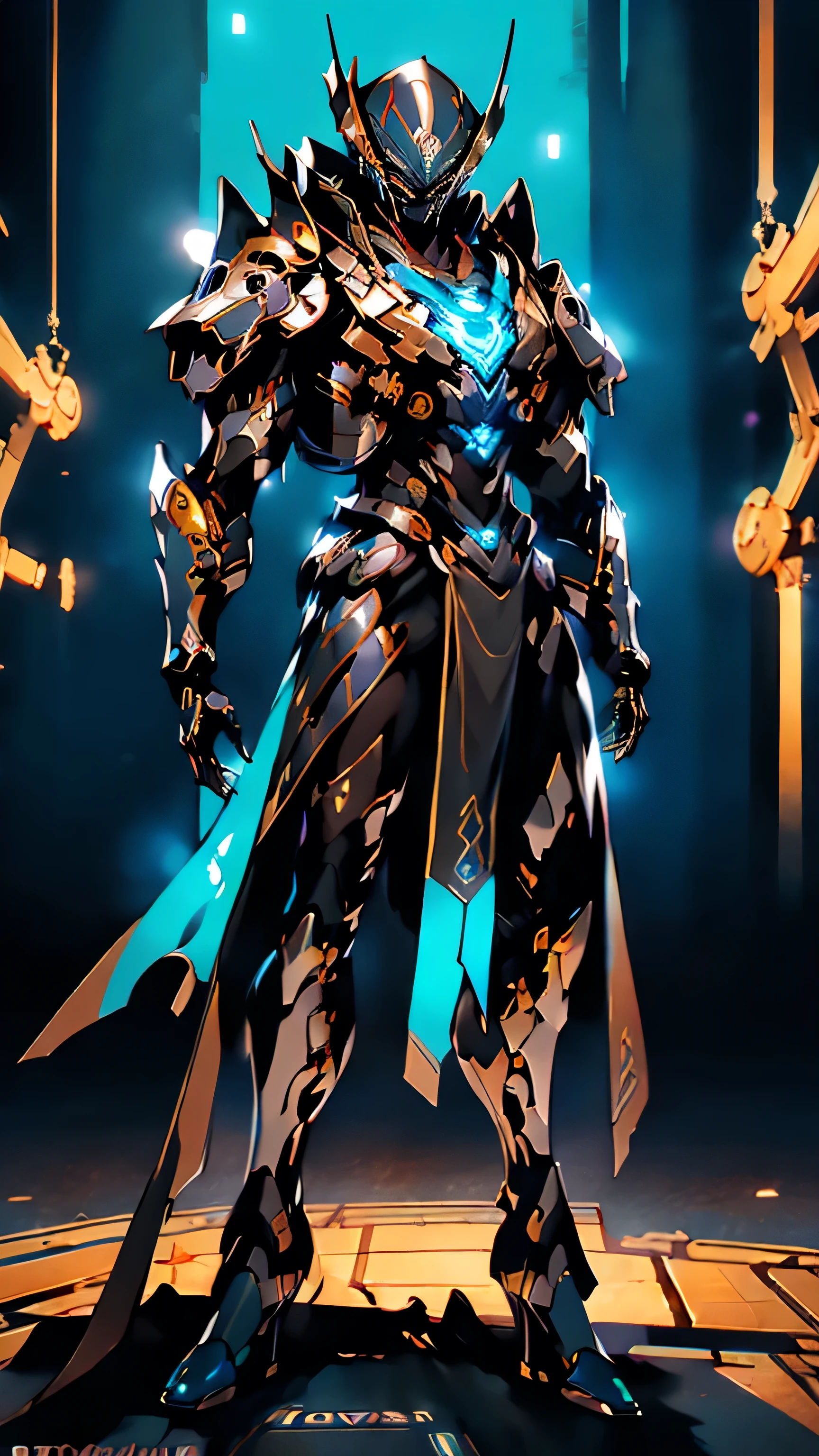 (masterpiece), (best quality), (super-detailed), (UHD 8k Sony a7R V 60 MP mirrorless camera with a 35mm wide-angle lens and a f/2.4 aperture, photographic full body shot) of a futuristic, mecha-suit enabled, space pirate Captain, (mecha pirate:1.4). The warrior is depicted brandishing his twin, (glowing:1.4, electric-blue, laser cutlasses:1.5). He is wearing intricate, highly detailed armor that is black:1.45, silver:1.43, and blue:1.2, with a jolly roger emblem inlaid in platinum on his chest, (he makes for a striking figure of an evil robot buccaneer:1.2). The grim looking Captain is (standing straight:1.52), with his (legs slightly bent:1.3) in preparation for evasive maneuvers, (holding his trusty laser cutlasses:1.44 out to his sides:1.51), (ready for battle, it was time for some action), (on the gloomy bridge of his pirate themed spaceship:1.4), epic comic book cover art by Greg Capullo mixed with the iconic style of comic book cover artist Jim Lee also from the Marvel, Image, and DC comic book universes. dramatic lighting with strong contrasts highlights his metallic textured features, cinematic movie still, masterpiece, best quality, absurd resolution, 8k Nikon 7r, ray tracing, HDR, UHD, volumetric lighting, Unreal Engine 5, Unity Engine, Blender, octane render, exquisite subject composition and use of lighting:1.4, exceptional, award-winning shading:1.38, sharp focus:1.35, low angle, ominous mood, facing the viewer, (in the illustration style of Greg Capullo:1.33 the famous comic book artist), repeat positive prompts, repeat negative prompts, HDR, 8k, UHD 8K resolution, wide-angle lens, full shot photograph, Absurd resolution, maximum detail, photorealistic, realistic, ultra-realistic,