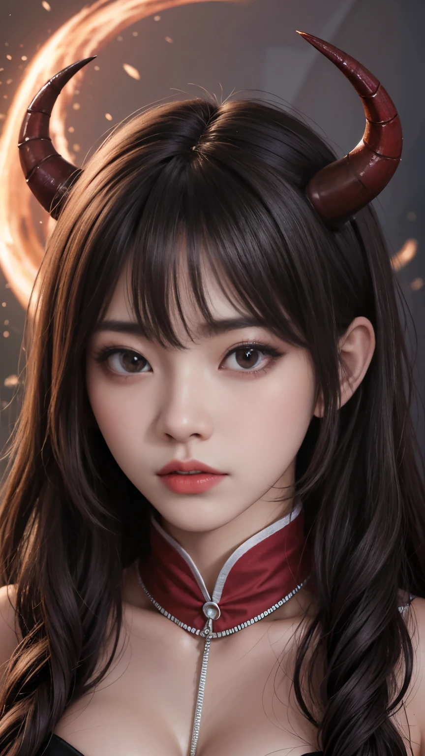 background（Black Night Sky，Big Moon），Close-up of a woman，Wearing a white shirt、Purple Hair，Very long hair，very thick braids，Purple eyes，big ， realistic girl rendering, 8k artistic german bokeh, Enchanting girl, Realistic girl, Gurwitz, Gurwitz-style artwork, Girl Roleplay, Realistic 3D style, cgstation Popular Topics,, 8K Portrait Rendering,（truth，truth：1.4），Wear pink pajamas，巨big ，Sparkling eyes，Purple eyes、(highest quality,4K,8k,High resolution,masterpiece:1.2),Very detailed,(Realistic,photoRealistic,photo-Realistic:1.37),Mythical monster,Beast-like creature,Muscular,Six big legs,Stand like a gorilla,Red fur covering the body,two big horns,Drill teeth,Sharp Claws,Huge shape,Burning Fire Magic,Energy aura,A threatening presence,Glowing Eyes,Intimidating posture,Dark Environment,Smoke-filled air,Ominous Shadow,Majestic and fierce,Explosive power,Vibrant colors,bold,Horror art style,moving composition,Dramatic lighting,rib layer,large sharp teeth,Sharp Edges,Very detailedスケール,Burning Crack,Burning Flames,Furious expression,Burning with anger,Surrounded by sparks and embers