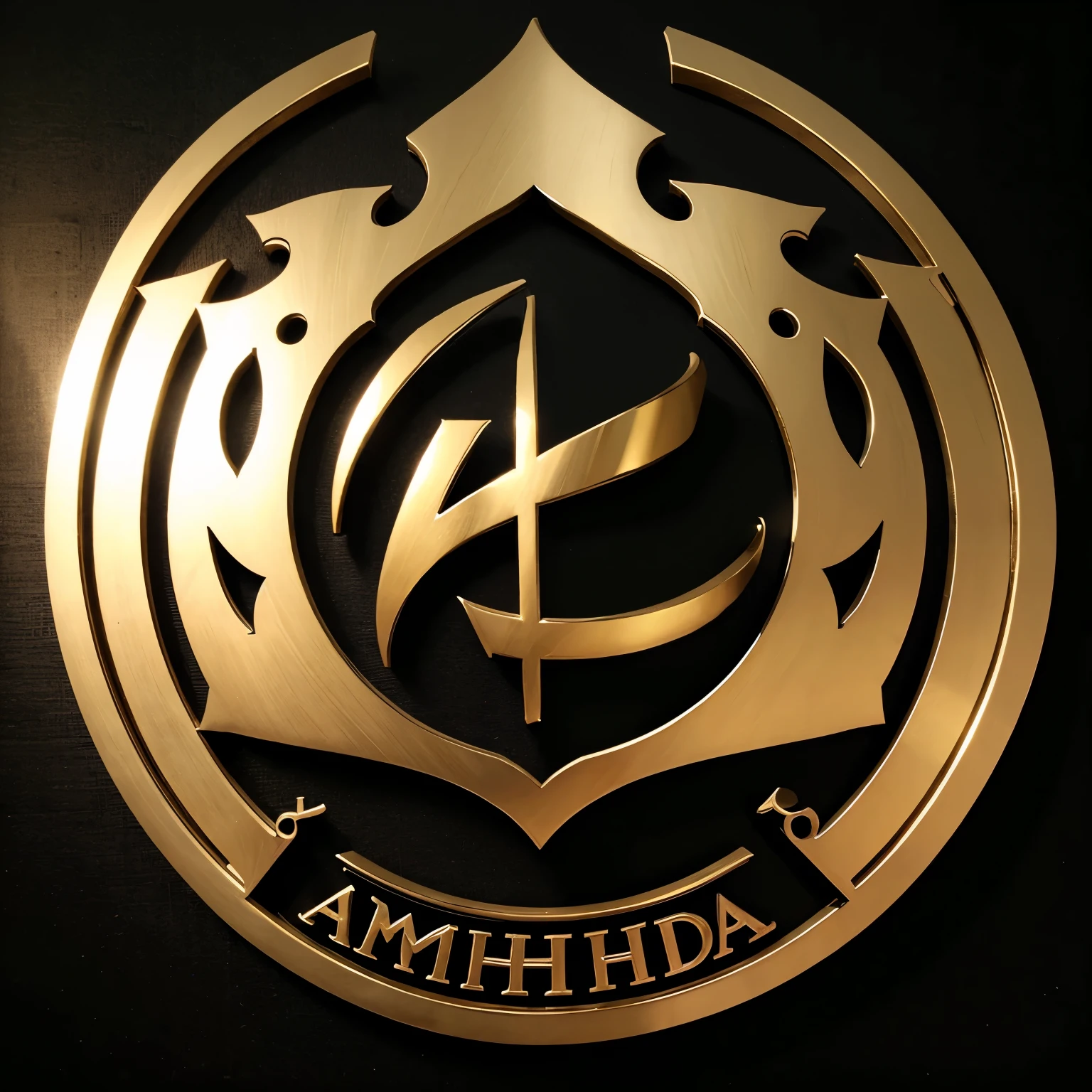 Logo nama Fatimah azzahrah di tengah lautan 3D