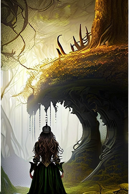 best quality,ultra-detailed,goblin woman,dark fantasy,sharp focus,goblin eyes,long sharp nose,detailed lips,wild hair,green skin,female goblin,spiky ears,fierce expression,eerie background,dramatic lighting,goblin creature,mythical creature,creepy,otherworldly,goblin kingdom,haunting,enchanted forest,mystery,hidden treasures,magic,mythology,dangerous,enchanted,shadowy figures,dark shadows,gnarled trees,spooky silhouette,sinister presence,ominous fog,supernatural,mythical realm,unsettling,enchanted glow,dark fantasy art