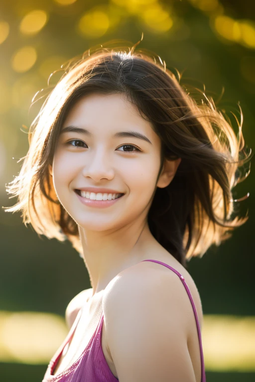 floating hair, smile, light smile, depth of field, UHD, masterpiece, anatomically correct, best quality