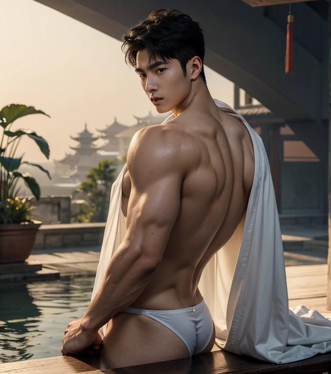 Chinese Men God, Mythology, Chinese odyssy, Handsome , young baby face, Topless, Muscles, Athlete body, big chest abs, Full Frame, Sexy, Professional Lighting, Hanfu Outfit, Chinese Heaven Background,white g string Underwear, white transparent thong , Sexy big bulge form dick shape, manly Warrior, Hanfu God, Hanfu Male, Hanfu Nobel, naked, Seduce, Sex Appeals, Alafard man shirtless carrying a wet transparent coast, muscular body, handsome, manly, inspirite by Zhang Han, Cai Xukun, Kim Do-young, Inspired by Bian Shoumin, Inspired by Xiao Yuncong, yihao ren, yanjun cheng, jinyiwei, inspired by Huang Gongwang, xintong chen, Jacket ,nice butts,naked, long big dick erection, perfect sick, Tattoo chest, tattoo hands, tattoo arms, tattoo belly, clear studio light, night ancient chinese Buddhism temple background, detailed background, fantasy Chinese themed, the best resolution, 8k, Ultra fullHD, look at the viewer, catching eyes,