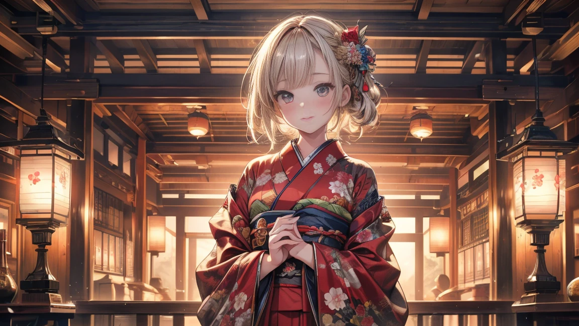 kimono, heart, (8k, Original photo, highest quality, masterpiece: 1.2), (practical: 1.6), (masterpiece), (highest quality: 1.0), (Ultra-high resolution: 1.0), detailed, 1940s, One, detailed beautiful skin, detailed room, ,practical skin