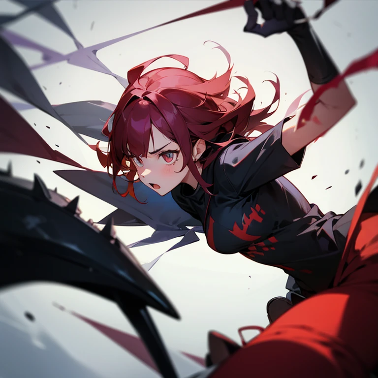 girl fighting a demon
