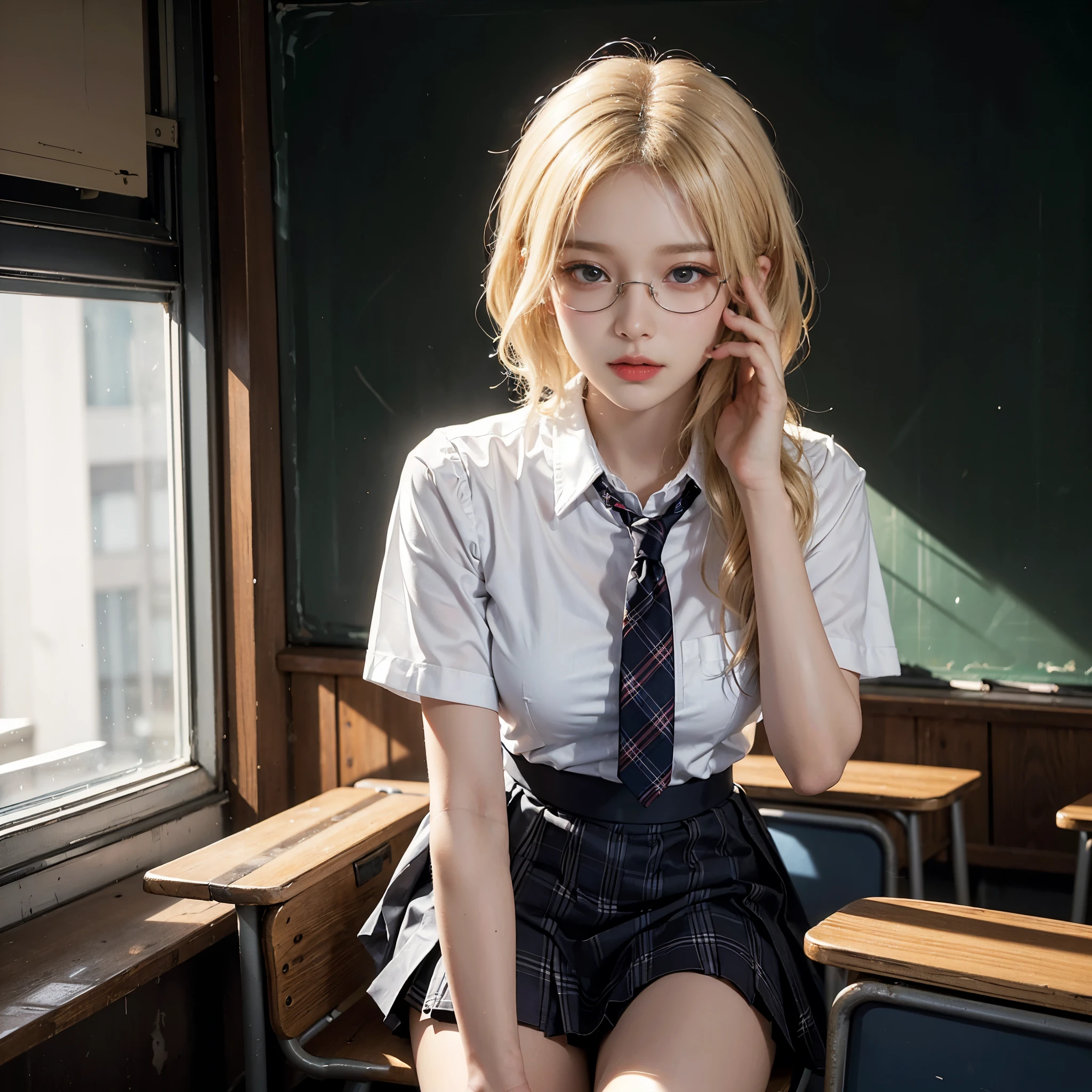 A girl wearing thin silver glasses and a white shirt, A girl wearing white super low-rise pants, reconcile, One Girl, (Sharp focus:1.3), Spread your legs, 8K, ((Heavily tilted posture)), Jacket, ((Realistic lighting、Highest quality、8K、masterpiece:1.3)), Ruins City, Beachside, Squint your eyes,a young girl riding a bicycle along a sidewalk with a shopping bag on the back, ground vehicle, bicycle, 1girl, solo, hat, bag, bicycle basket, scarf, skirt, plaid, shoes