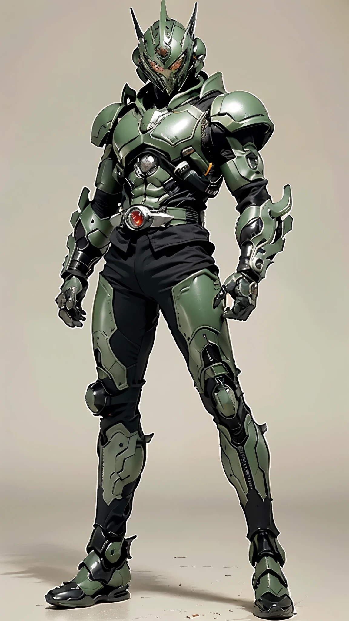 A man wearing a full-face helmet, a fantasy-style biotech armored combat suit, green eyes, (a composite layered chest armor), fully enclosed shoulder guards, matching arm and leg guards, the belt is adorned with fangs biting into gem, (the color scheme is primarily black with red accents), the design balances heavy with agility, a high-tech bio-mecha armor, (Armor Concept Inspired by Godzilla, stand on the top of a skyscraper in a futuristic sci-fi city), this character embodies a finely crafted fantasy-surreal style armored hero in anime style, exquisite and mature manga art style, (element, plasma, energy, the armor glows), ((male:1.5)), metallic, real texture material, dramatic, high definition, best quality, highres, ultra-detailed, ultra-fine painting, extremely delicate, professional, perfect body proportions, golden ratio, anatomically correct, symmetrical face, extremely detailed eyes and face, high quality eyes, creativity, RAW photo, UHD, 32k, Natural light, cinematic lighting, masterpiece-anatomy-perfect, masterpiece:1.5