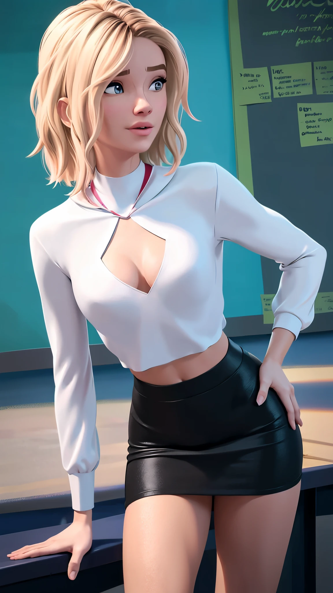 cleavage, [luz ambiente suave],Fundo de mu quarto,( bonita),SGWEN, (Estudante de 20 anos)) [cabelos curtos] ((bem musculoso)) [magro],(selfee) gravura [suado],[Detalhes do rosto],(Beautiful skin expression [transparency]),(Mais sobre a pele bonita),[Detalhes realistas da papila],[Physical details],(Realistic physical details),Eros no Corpo Natural,[anatomia ideal],[Desaturation],(alta qualidade),(high resolution),((Small tits)),(((casual clothes))),shirt,skirt.