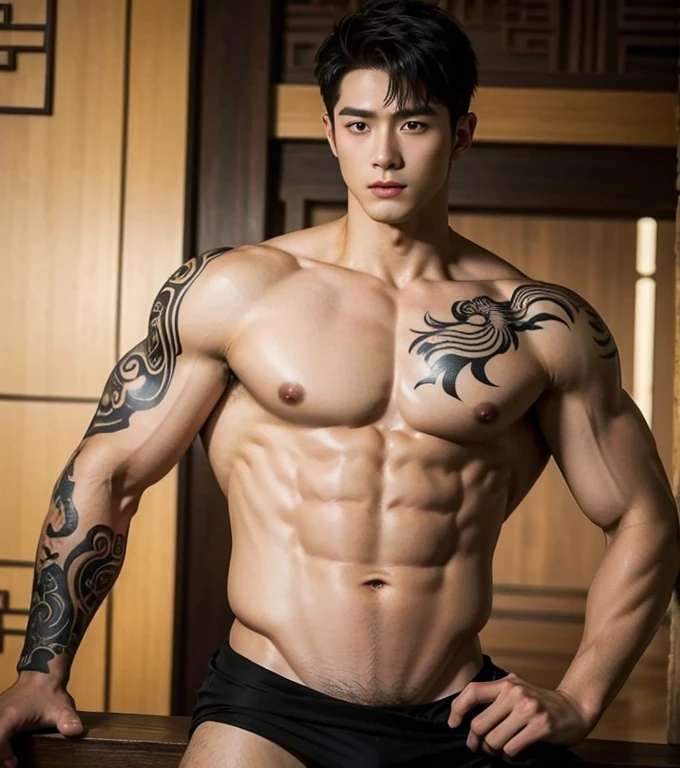 Chinese Men God, Mythology, Chinese odyssy, Handsome , young baby face, Topless, Muscles, Athlete body, big chest abs, Full Frame, Sexy, Professional Lighting, open Hanfu Outfit, Chinese Heaven Background, , Sexy dick shape, manly Warrior, Hanfu God, Hanfu Male, Hanfu Nobel, complete naked, Seduce, Sex Appeals, Alafard man shirtless carrying a weapon , muscular body, handsome, manly, inspirite by Zhang Han, Cai Xukun, Kim Do-young, Inspired by Bian Shoumin, Inspired by Xiao Yuncong, yihao ren, yanjun cheng, jinyiwei, inspired by Huang Gongwang, xintong chen, Jacket ,nice butts,naked, super long big dick masturbate erection, perfect dick, detailed dick , open leg in M shape , Tattoo chest, tattoo hands, tattoo arms, tattoo belly, clear studio light, night ancient chinese Buddhism temple background, detailed background, fantasy Chinese themed, the best resolution, 8k, Ultra fullHD, look at the viewer, catching eyes,