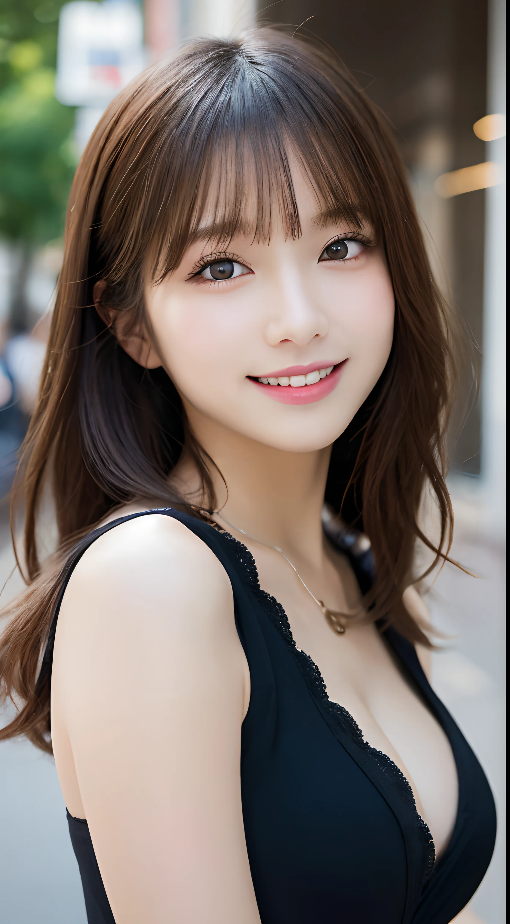 masutepiece, Best Quality, Illustration, Ultra-detailed, finely detail, hight resolution, 8K Wallpaper, Perfect dynamic composition, Beautiful detailed eyes, Women's Fashion Summer,Medium Hair,Small breasts natural color lip, Bold sexy poses,Smile,Harajuku、20 years girl、Cute、Sexy shot looking at camera