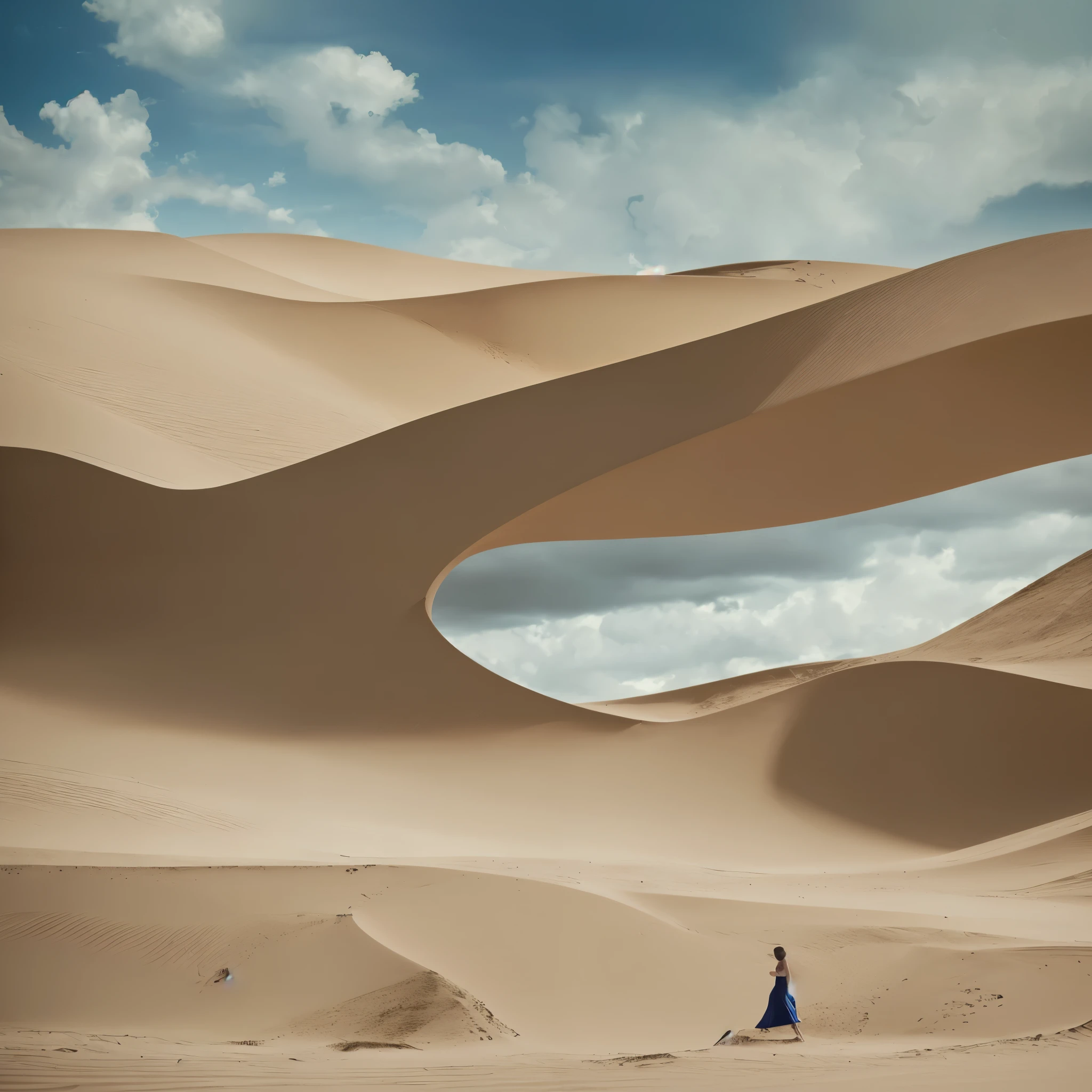 noell oszvald stand front of curves cobalt wall, sand atmosphere in storm coming, minimalism and clean, cinematic lighting, backlighting, glowing light, masterpiece, ccurate, anatomically correct, textured skin, super detail, high details, award winning, 8k